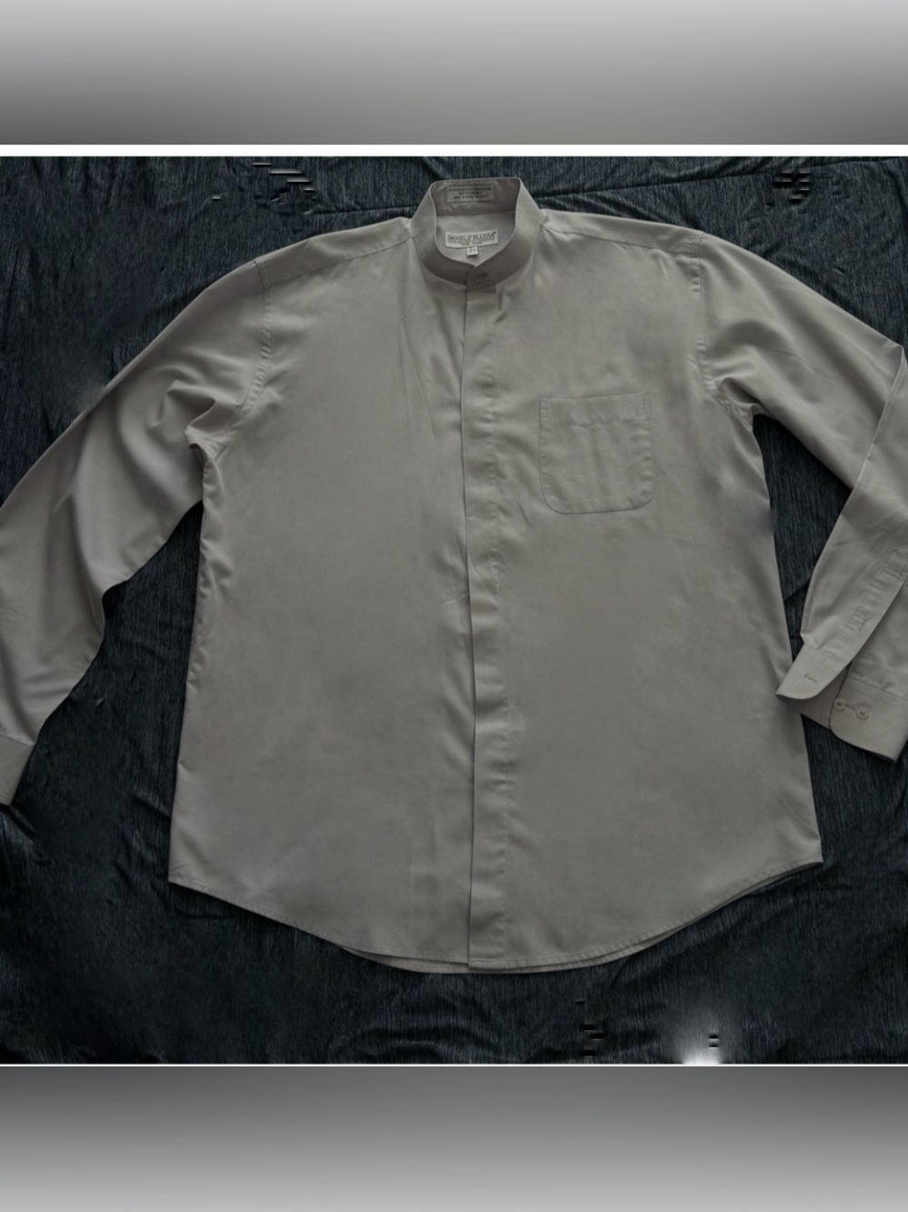 Daniel Ellissa Shirt Size 16.5 Silver Banded Collar Long Sleeve Styl BS3001C NWT